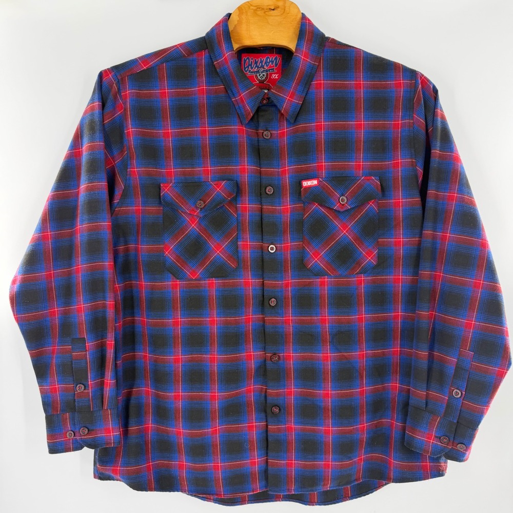 Dixxon Flannel Company Hometown Blue Red Black Plaid Shirt Mens 3X D-Tech L/S